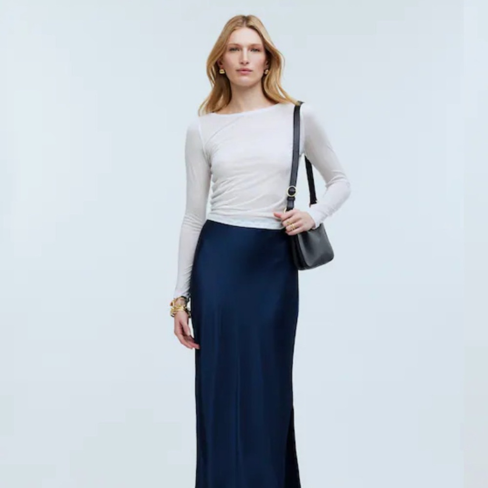 Madewell Navy Slip Skirt-NWT 8